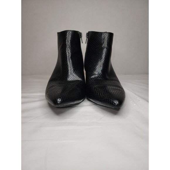 Women's Kitten Heel Snakeskin SZ: 8 Pull on Zip Up Ankle Booties - Picture 2 of 9